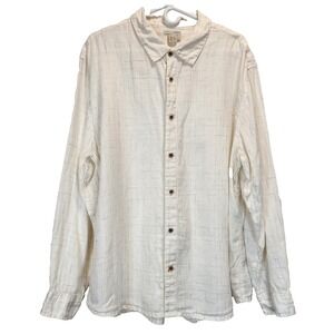 Carbon 2 Cobalt Mens Size XL Breathable 100% Linen Ivory Long Sleeve Button Up